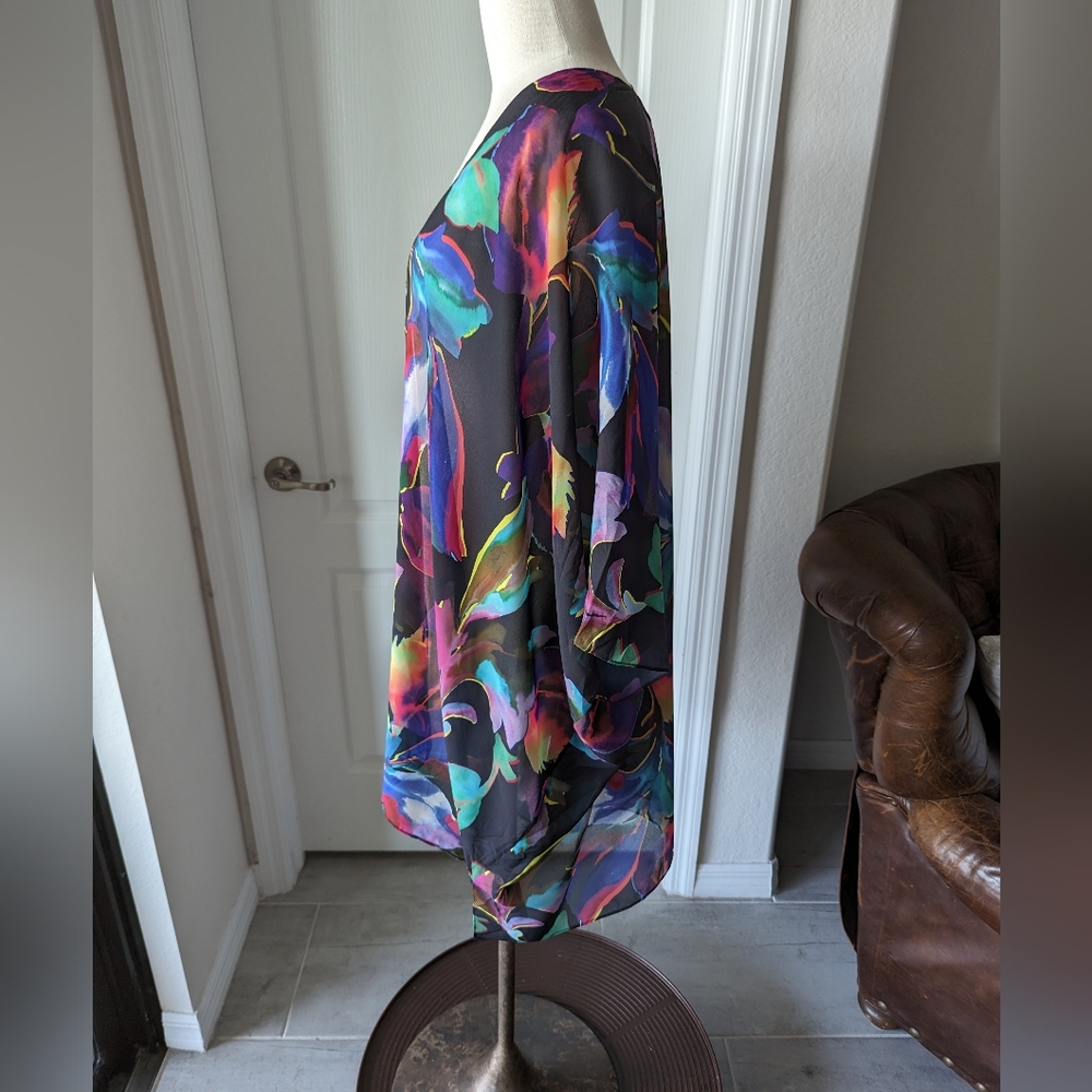 Nwot Soft Surroundings Black Colorful Floral Prin… - image 2